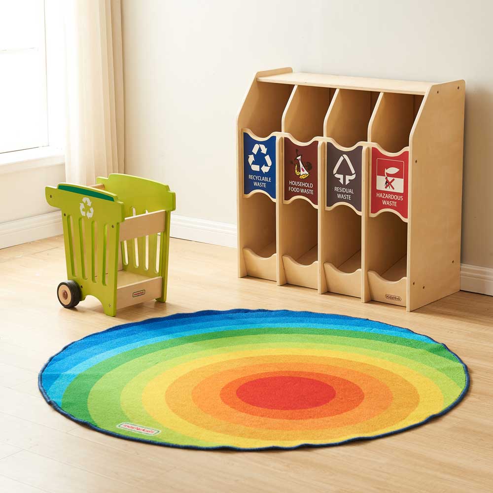 Eco-friendly waste sorting toy cart designed for kids' environmental learning.
