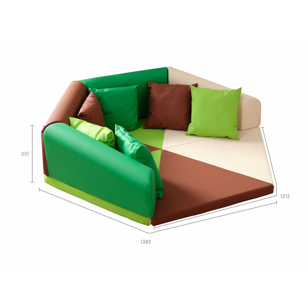 Durable hexagonal sofa for preschool classroom