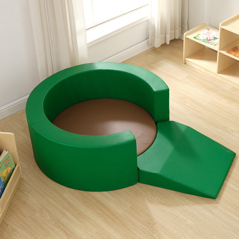 Modular Quiet Island seating units arranged in a preschool playroom for group activities and quiet time.