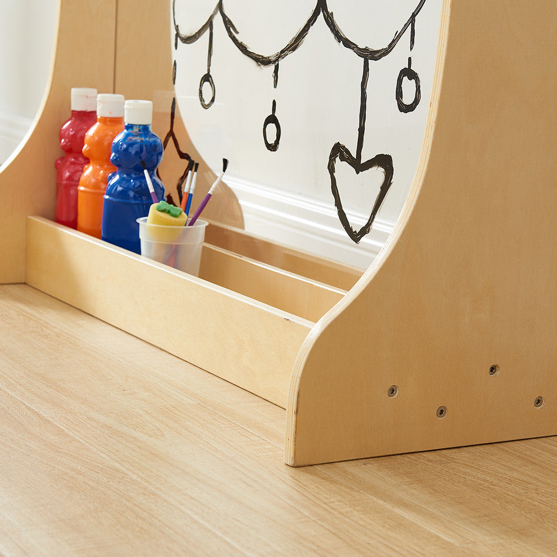 Easy-clean acrylic surface that wipes clean with a damp cloth.