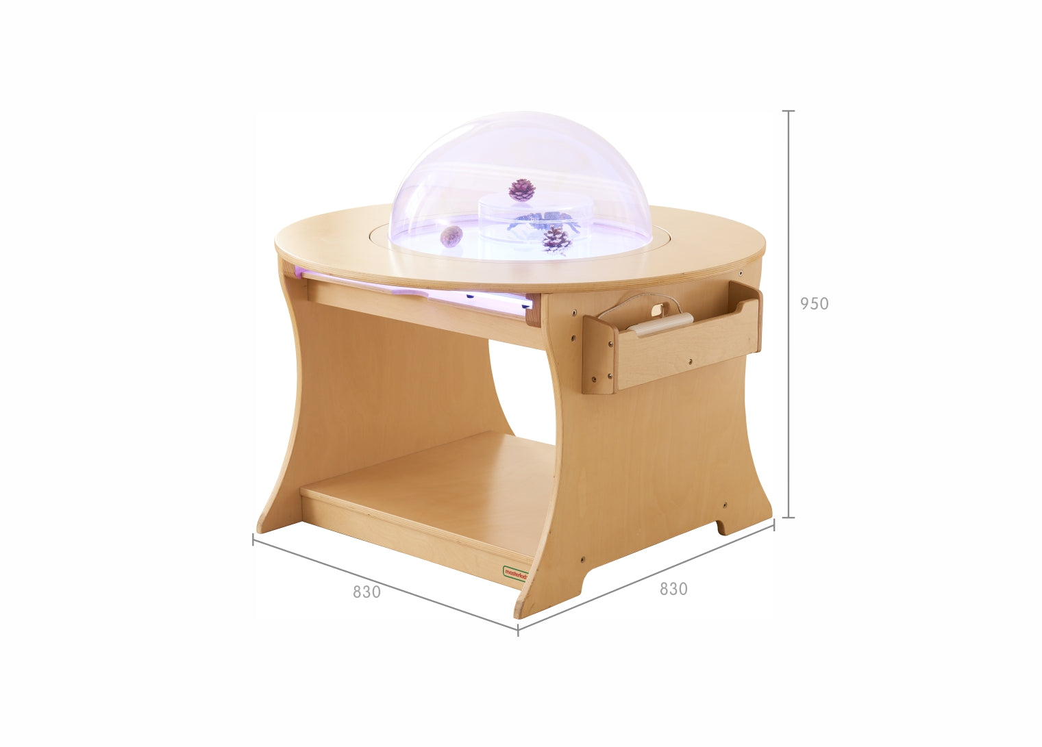 The Hemispherical Exploration Table used in a Reggio Emilia-inspired classroom setting for anatomy and nature study.