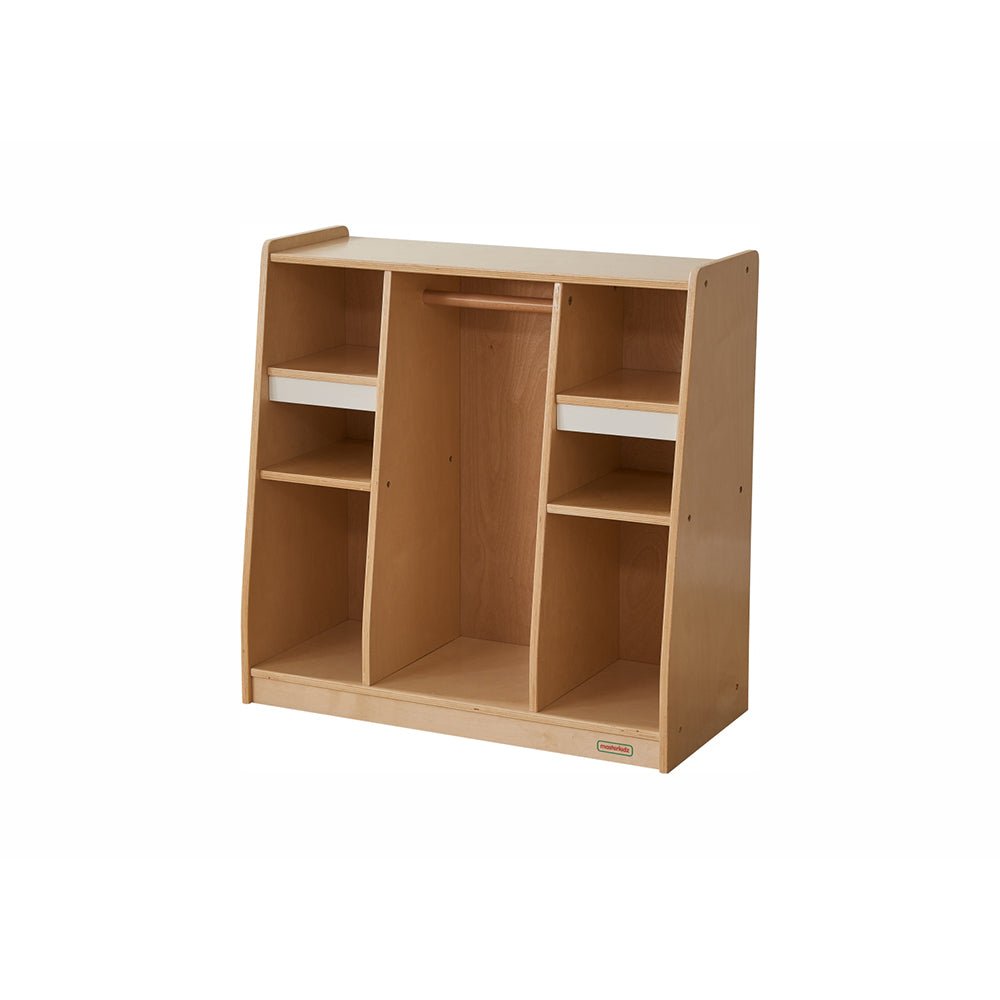 Eco-friendly wooden wardrobe for toddlers, safe rounded edges, perfect for playrooms
