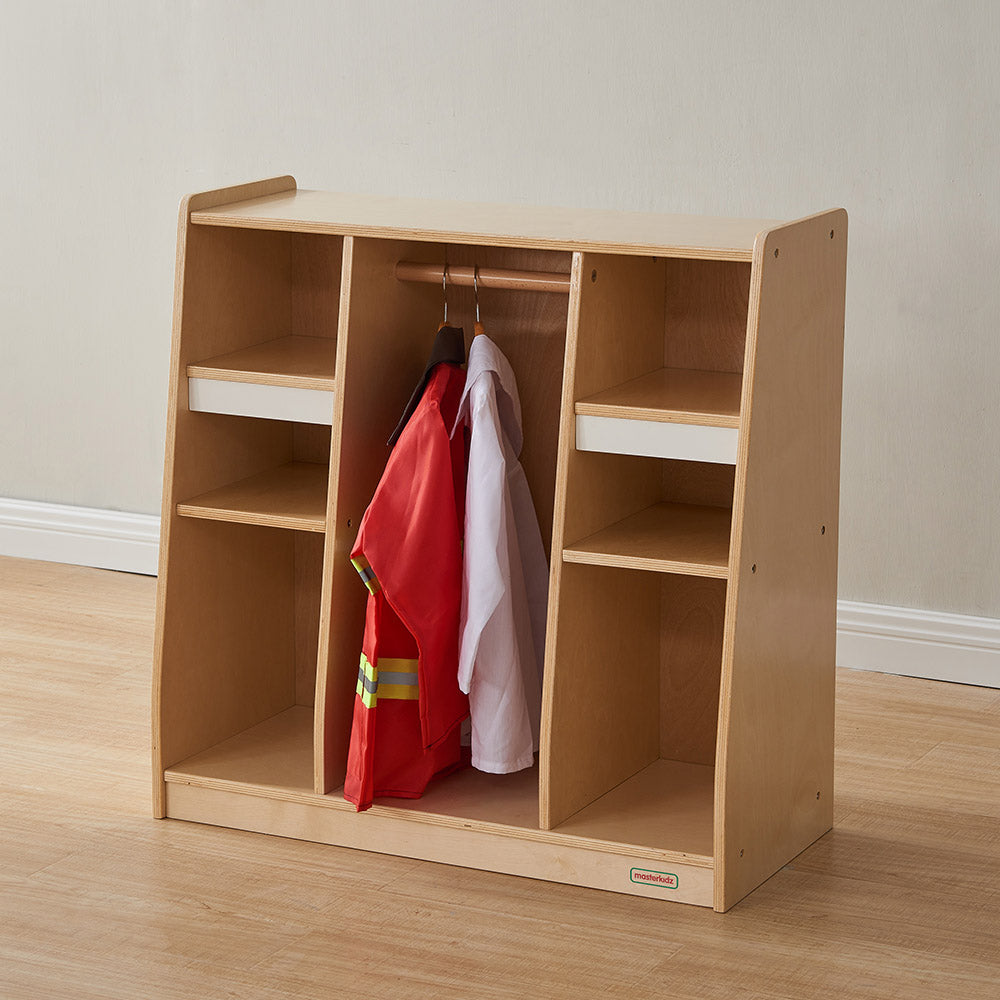 Masterkidz kids role play wardrobe with dress-up clothes and hats neatly stored