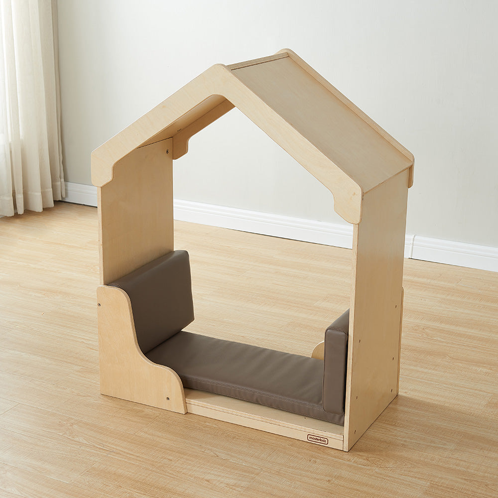 Durable PVC and wooden indoor playhouse for preschool and daycare centers.