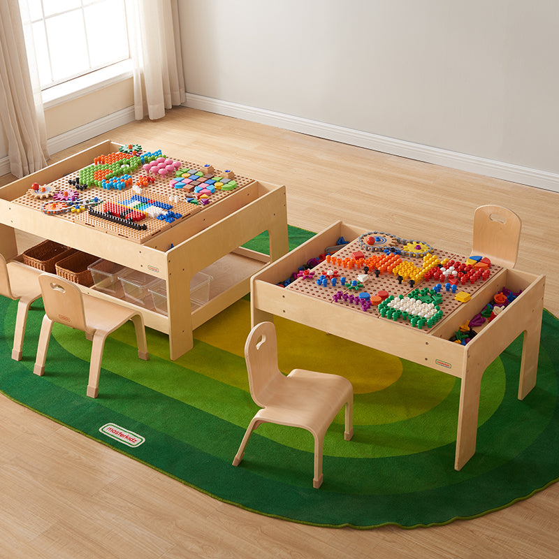 Overhead view of the spacious STEM workspace suitable for group projects.