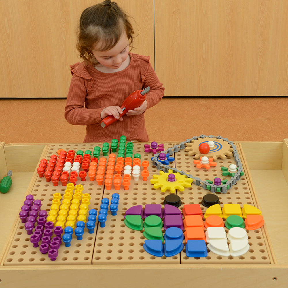 Kids exploring STEM activities with STEM Table Starter Set