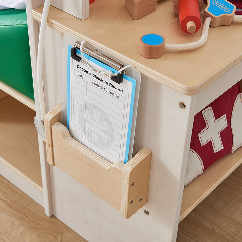 Masterkidz clinic dramatic play set at home – helps kids develop communication and empathy through pretend play with sturdy wooden tools