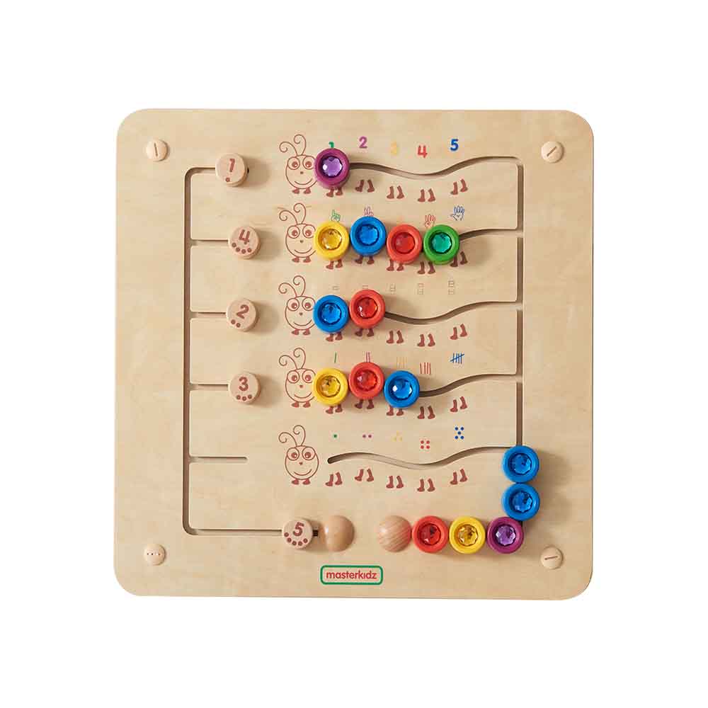 Activity Wall Board featuring 5 colourful caterpillars for numbers 1-5.