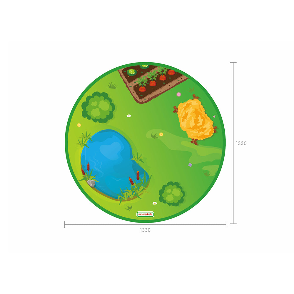 Educational circular rug with farm animals for children