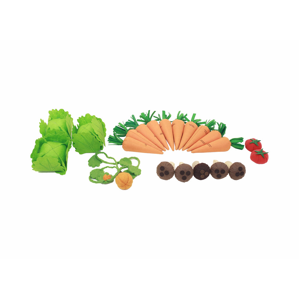 Masterkidz 22-piece soft vegetable play set arranged on a tabletop.