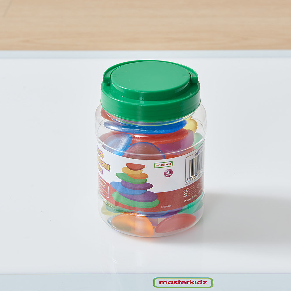 Masterkidz cobbles stored in screw-top jar for classroom use