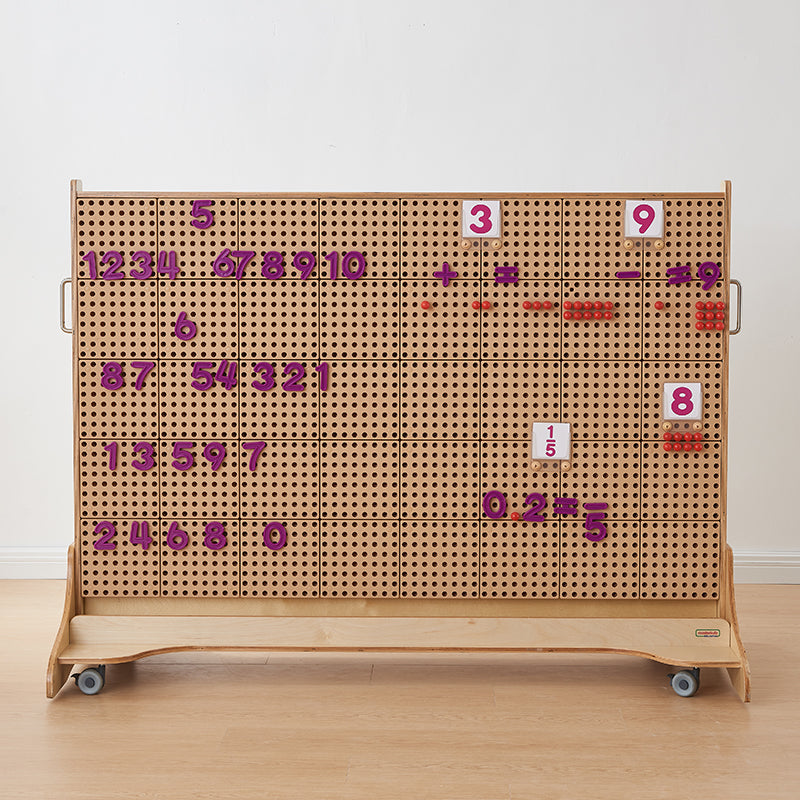 Includes numbers 0-9, plus, minus, multiply, divide, and equals signs.