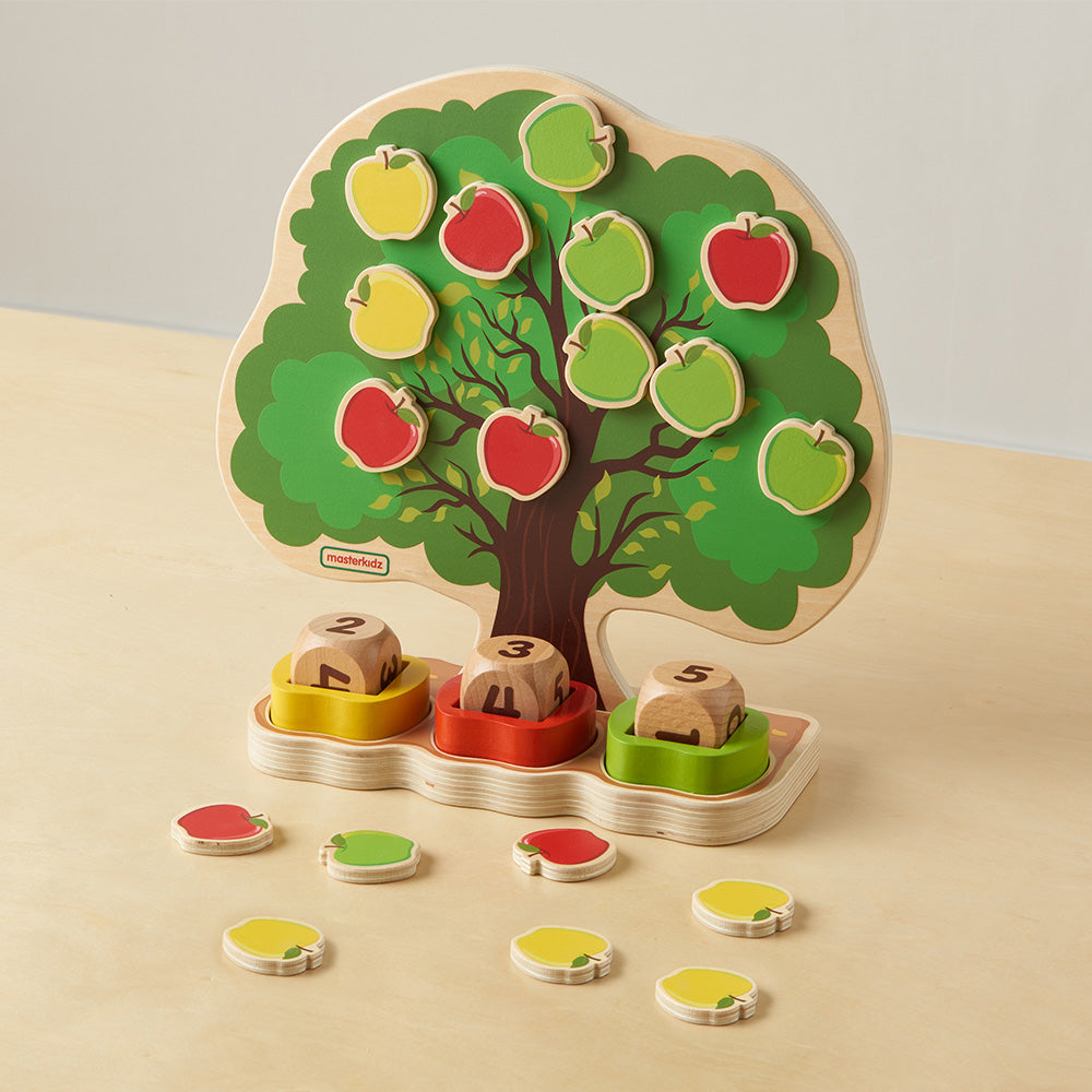 Masterkidz Colours & Quantity Apple Tree with 18 magnetic apples in red, yellow, and green.