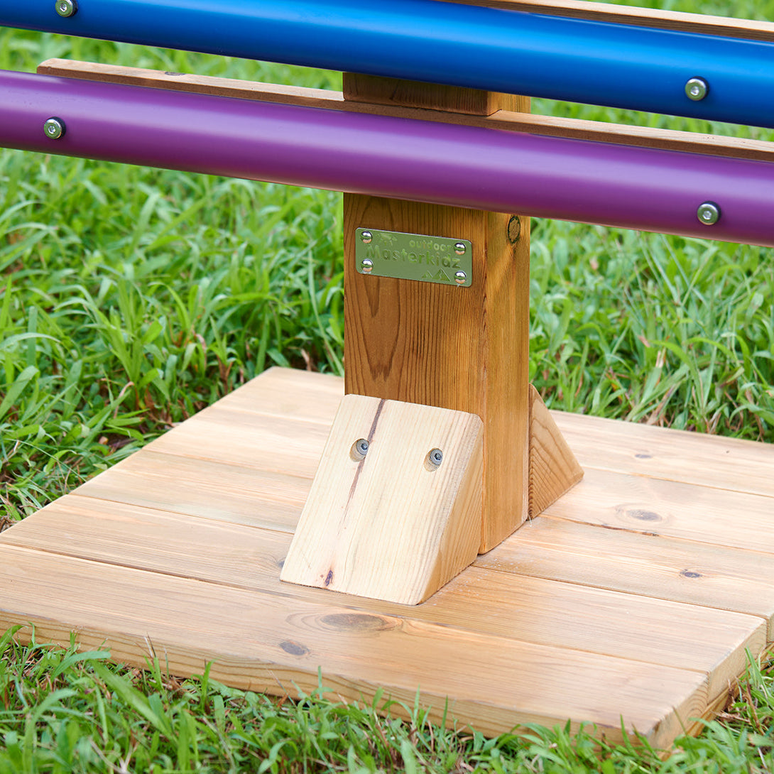 Outdoor classroom setup featuring the chimes tower.