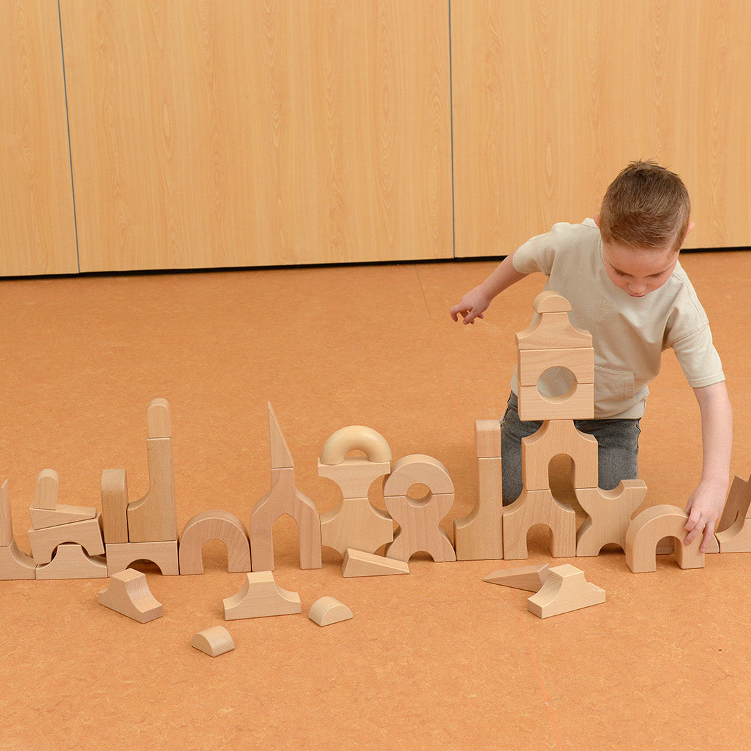 Masterkidz Build My Castle 124pc Wooden Block Set – Premium Beech Wood