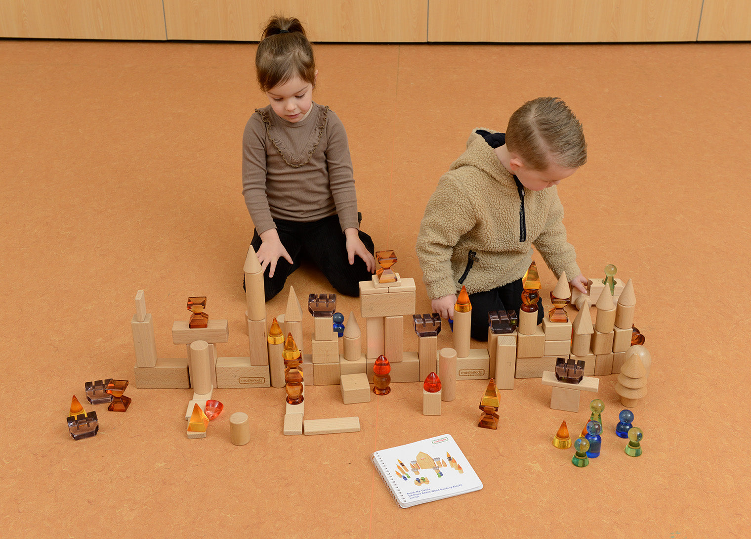 119 Pcs Creative Castle Building Set - Translucent Acrylic & Beechwood Blocks for Kids, STEM Sensory Toys with Light & Color Learning for Small World Scenes