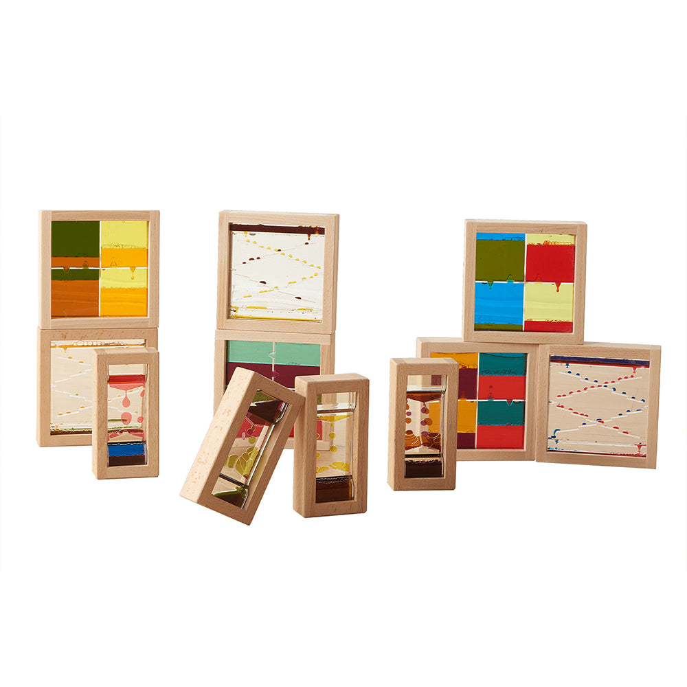 Masterkidz Wooden Sensory Liquid Motion Bubble Blocks (10 pcs)