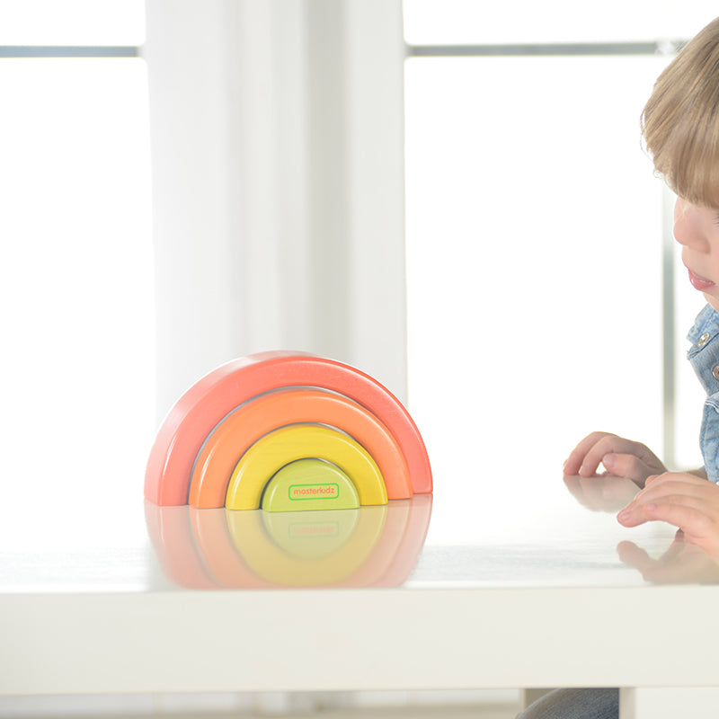 Colorful rainbow stacking blocks for preschool learning