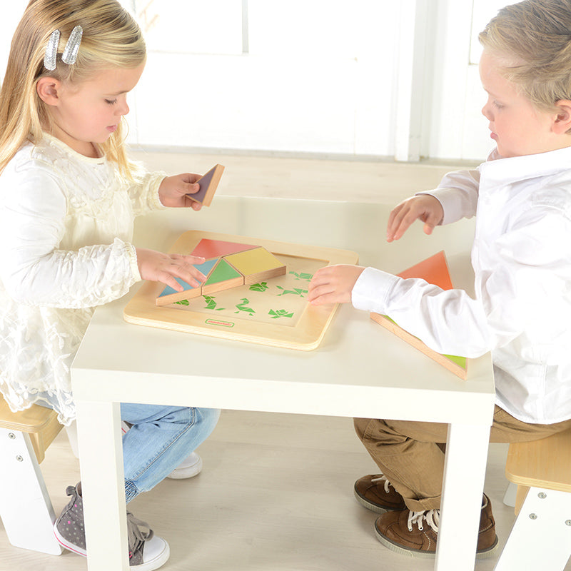 Eco-friendly wooden tangram board for early logic and creativity