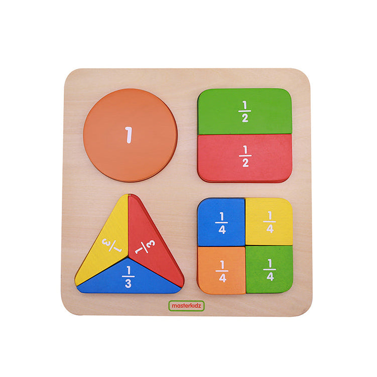 Wooden geometric fraction board for kids