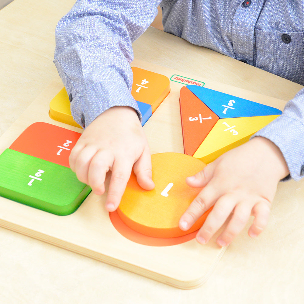 Mini puzzle fraction learning board made from European beech wood