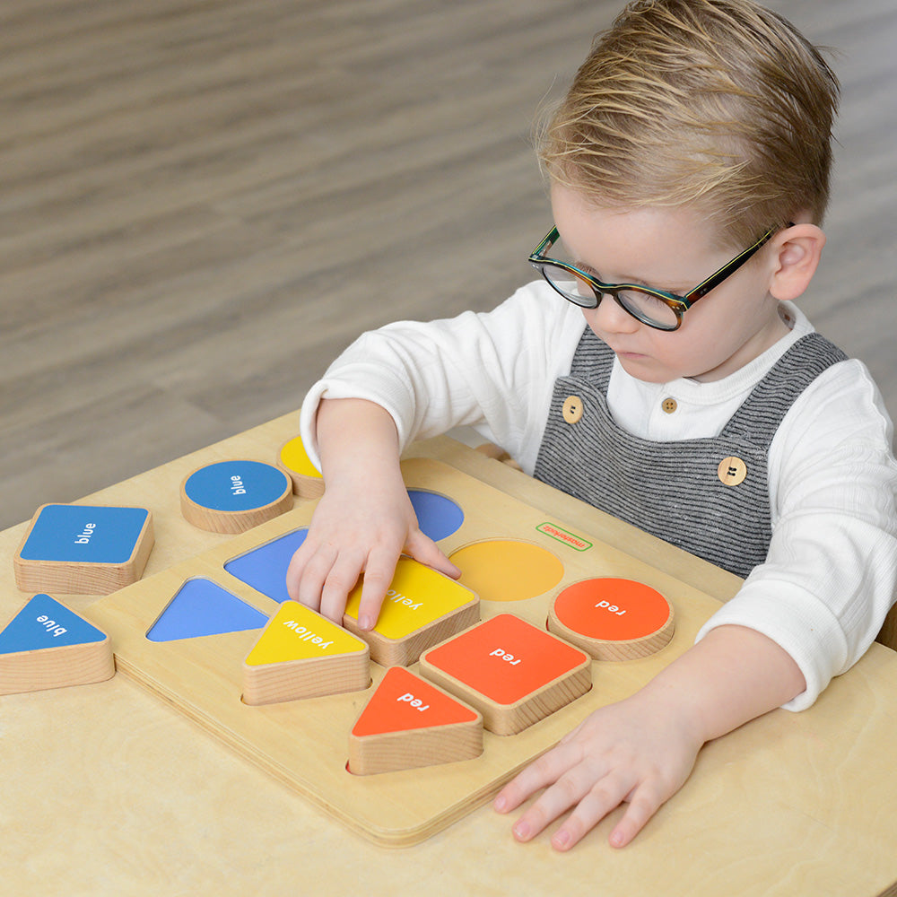 Peg board with 9 wooden blocks for preschool learning