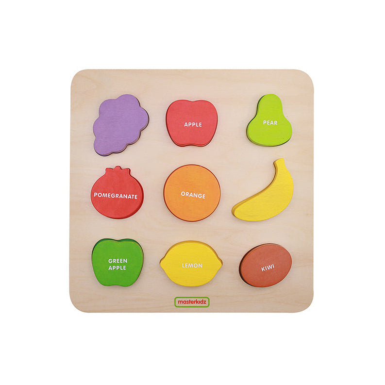 Wooden fruit shape sorting board for toddlers