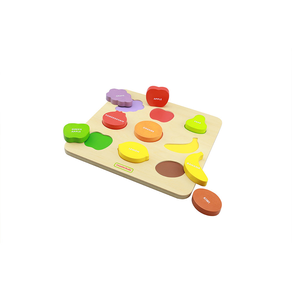 Eco-friendly wooden fruit shape sorting toy for preschoolers