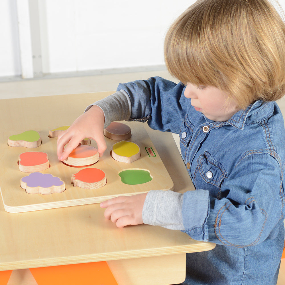 Montessori wooden fruit matching toy made from European beech wood