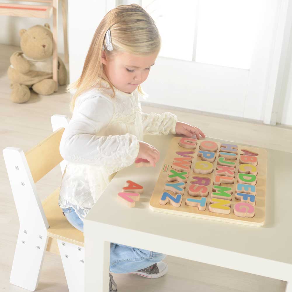 Montessori wooden alphabet puzzle made from European beech wood
