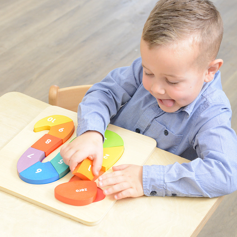 Chunky wooden number puzzle for fine motor skill development
