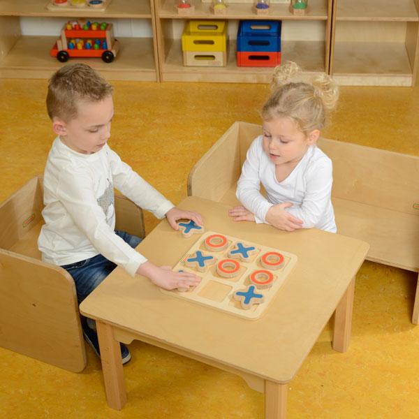 Kids playing Masterkidz Tic-Tac-Toe strategy game at home