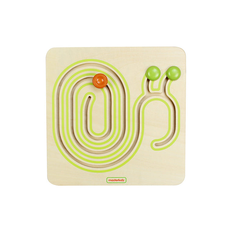 Masterkidz Snail-Shaped Sliding Game featuring circular wooden tracks.