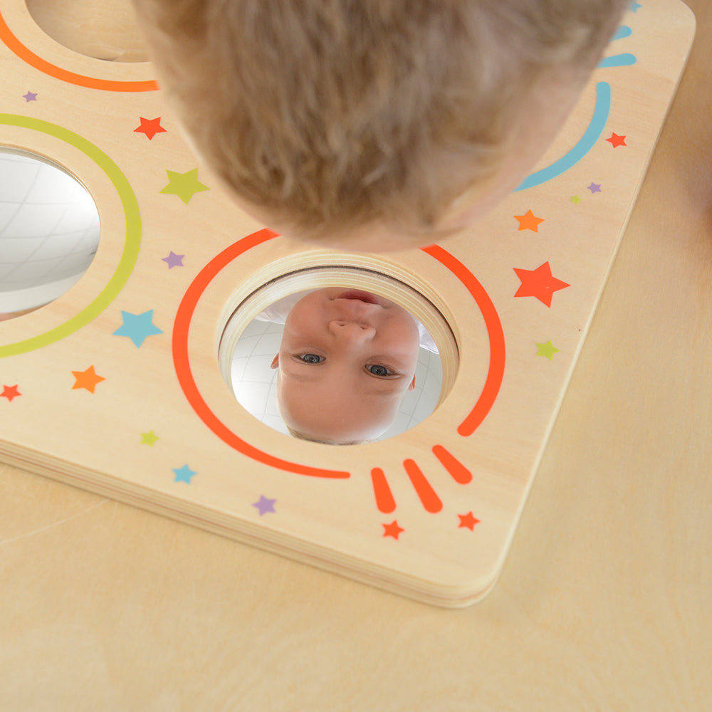 Wooden optical learning board showing different visual effects for kids.