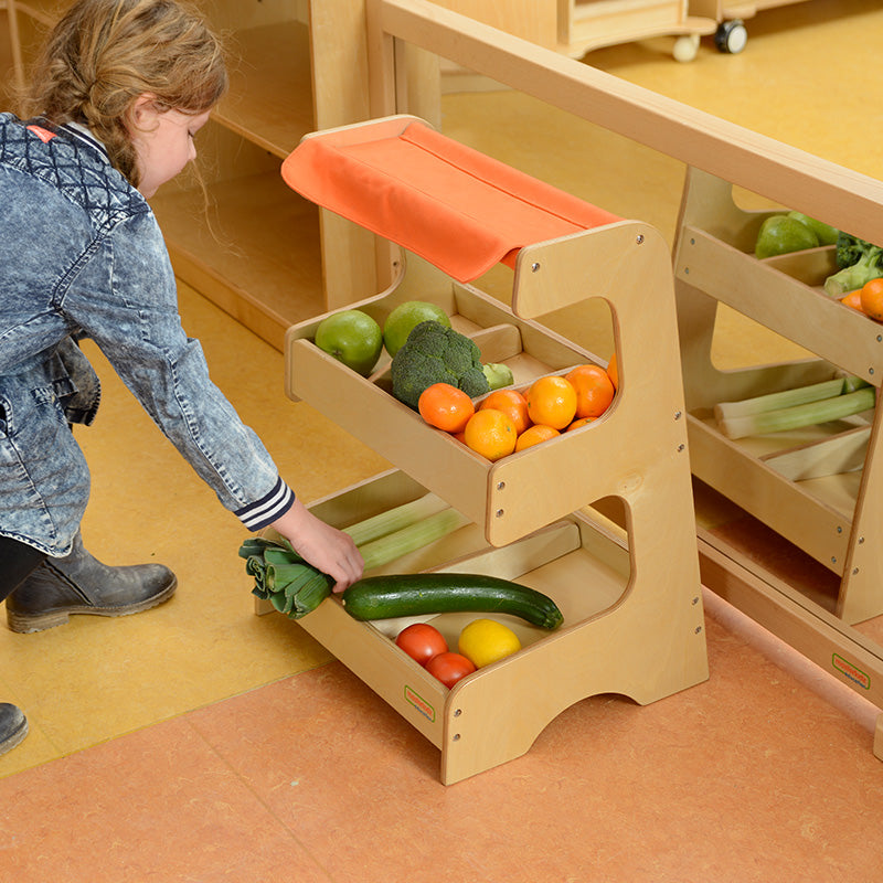 Kids wooden market stand for role play