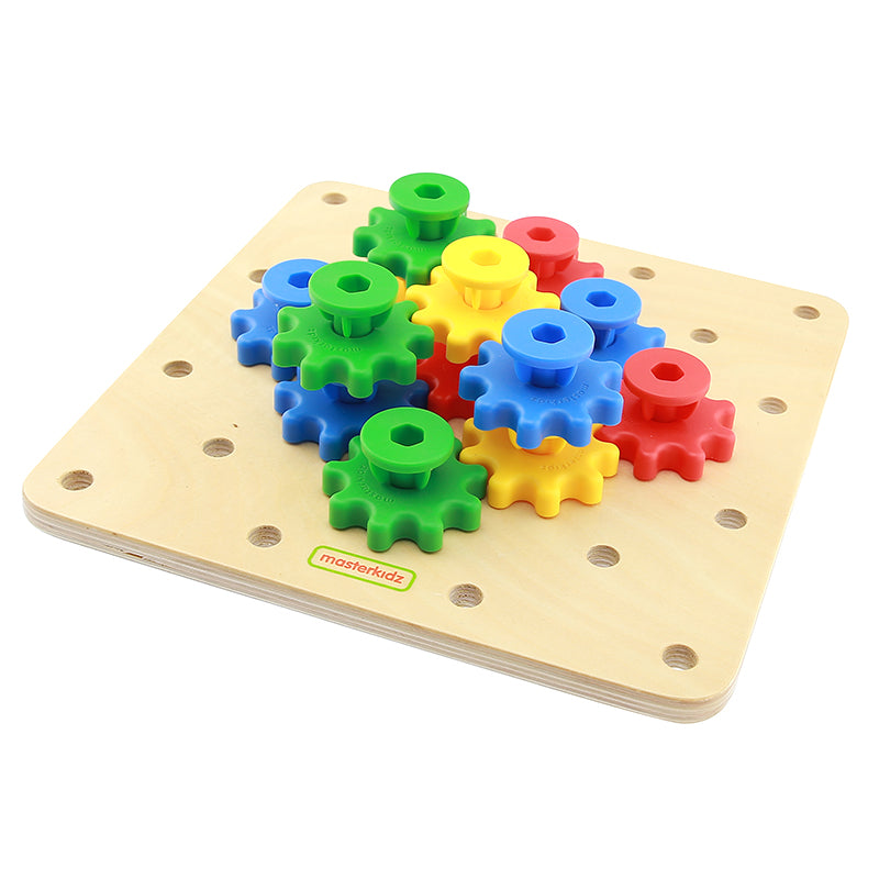 Parent and child working together to design a custom gear system.