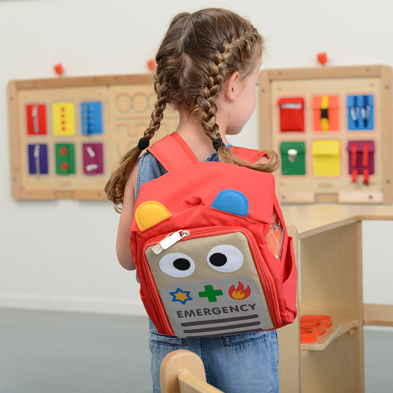 Kids imaginative play with Masterkidz portable emergency services backpack