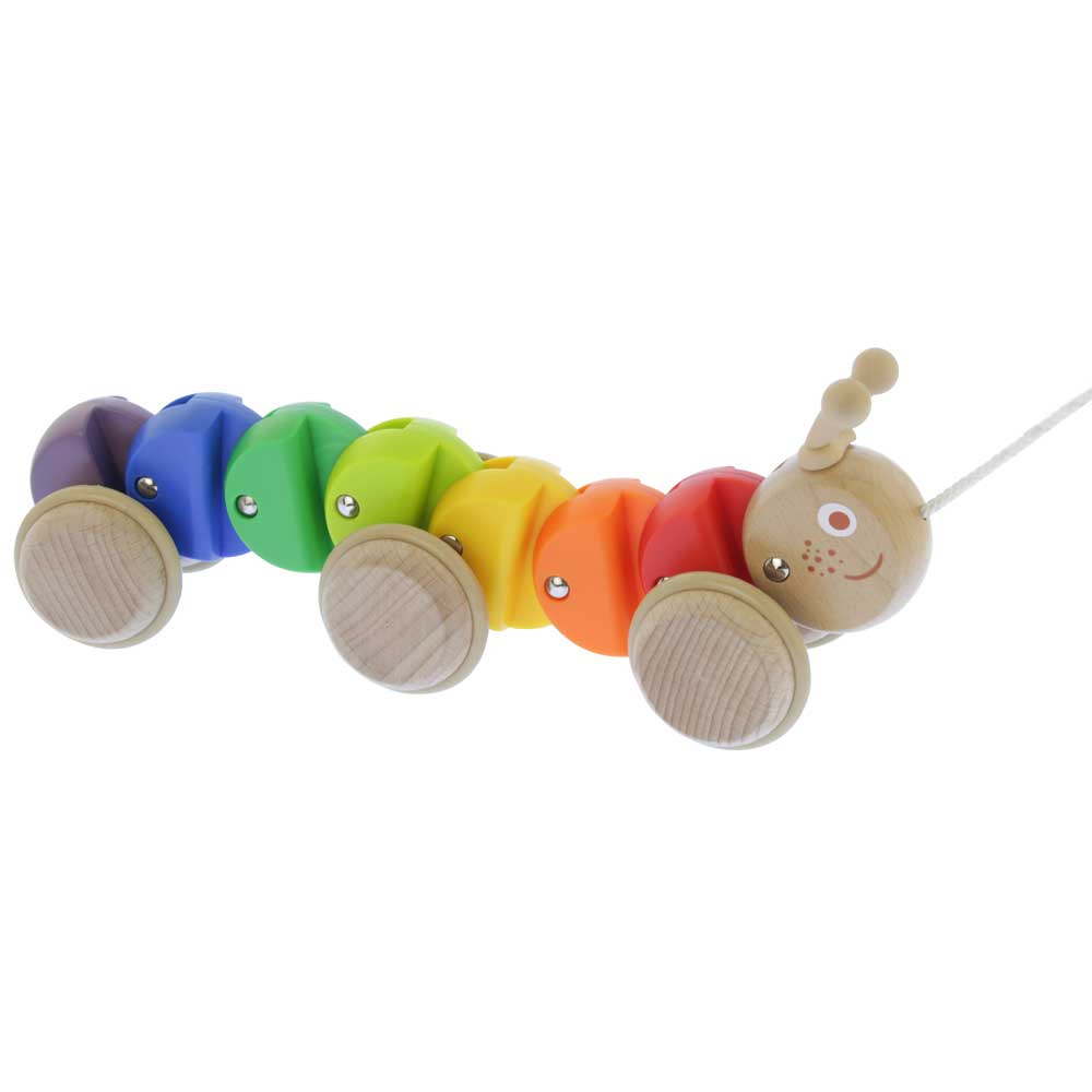 Colourful pull along caterpillar for first steps