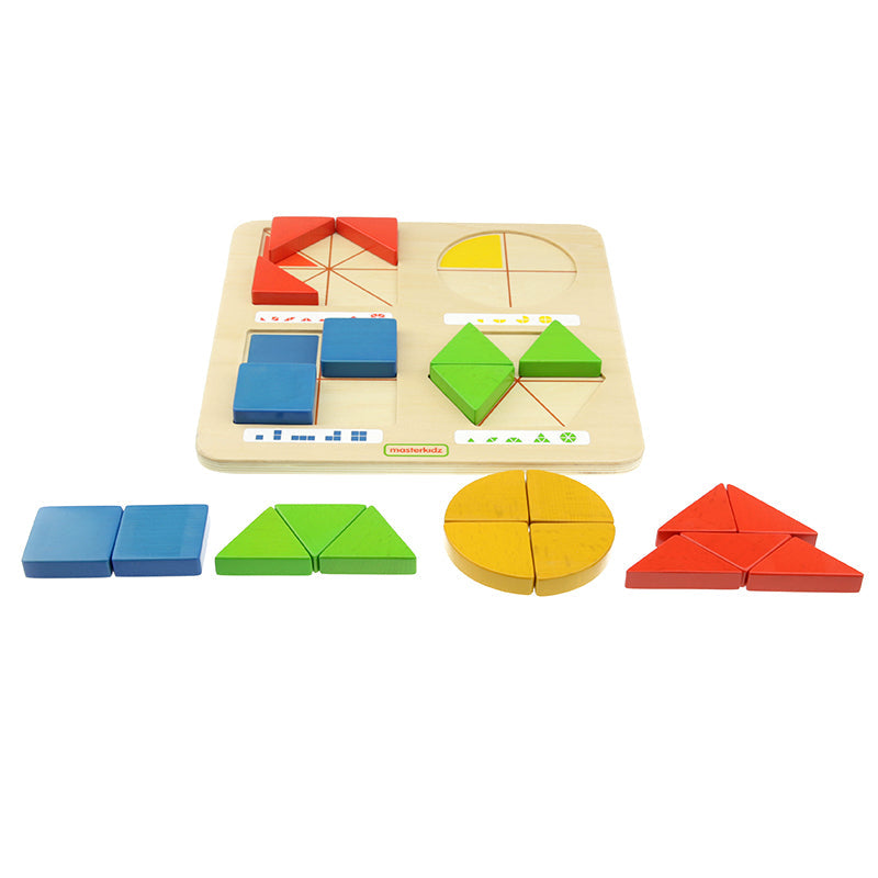 Masterkidz geometric shapes set – durable wooden board and colorful wooden pieces