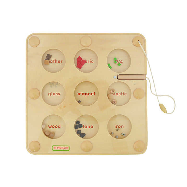 Masterkidz Is It Magnetic? Game Board with 9 common material samples for experimentation.