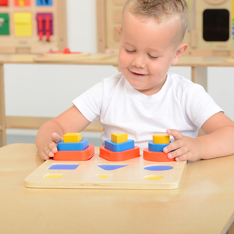 Blocks used without the base panel for creative stacking and sorting activities.