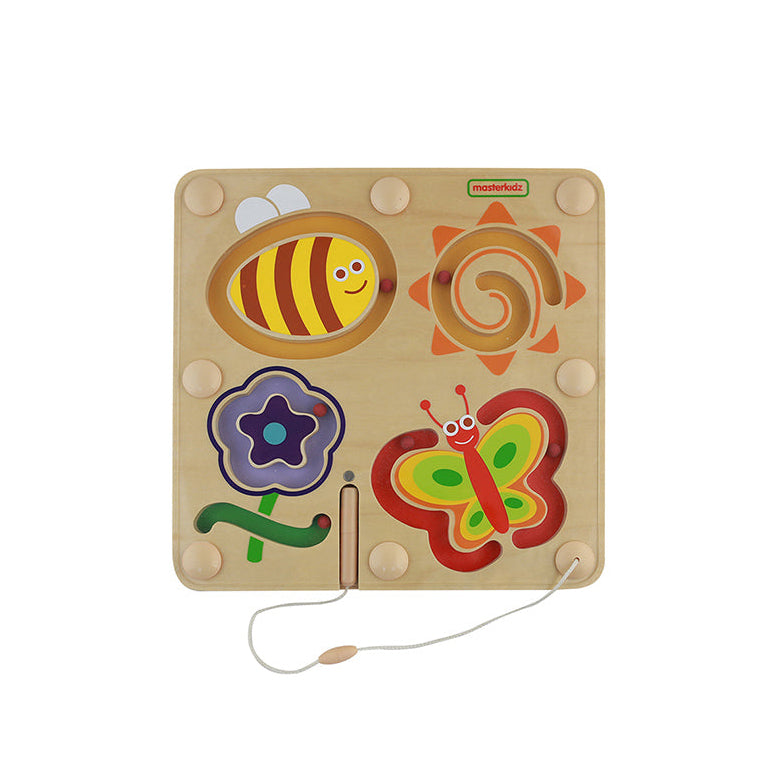 Masterkidz insect-themed magnetic maze board featuring butterfly and flower tracks.