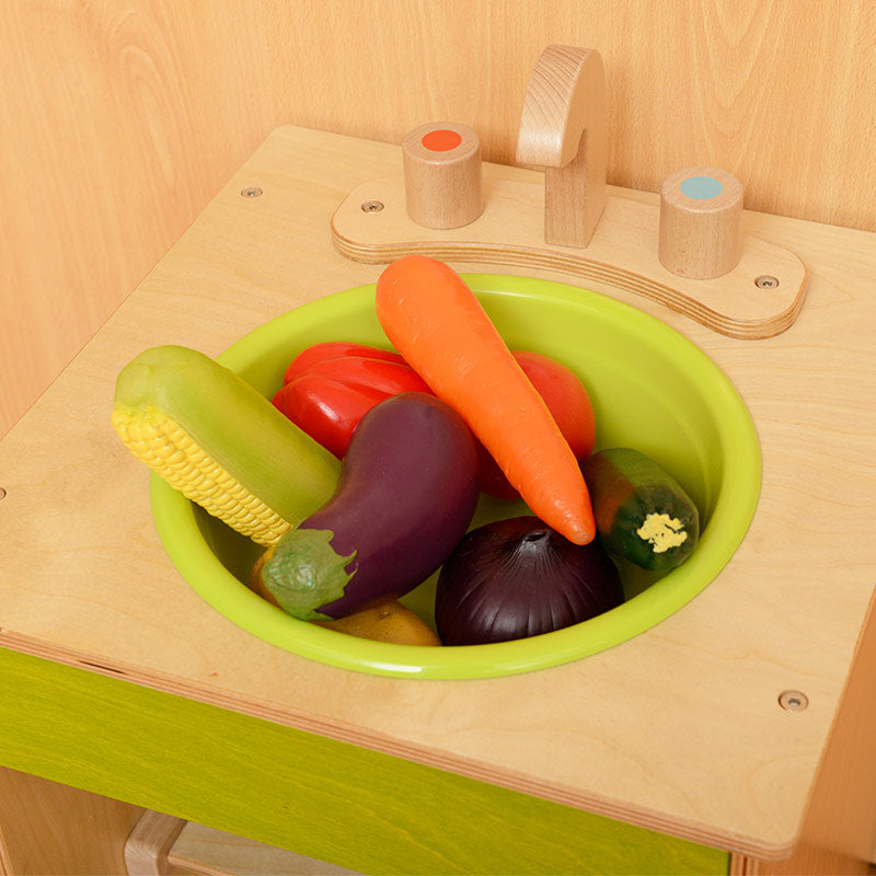 Educational wooden food set for imaginative play and fine motor skills