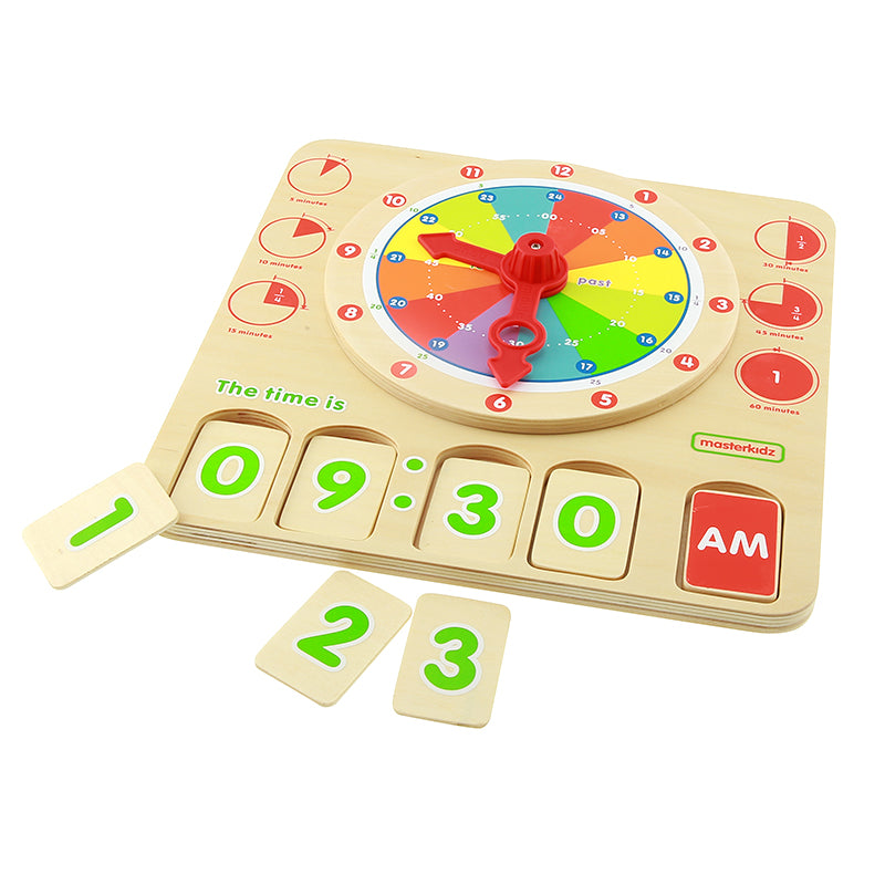 Preschool time-learning activity using the Masterkidz board.