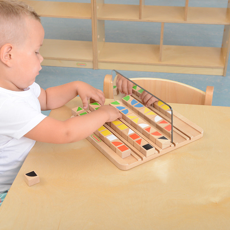 Mirror-based STEM activity encouraging visual perception skills.