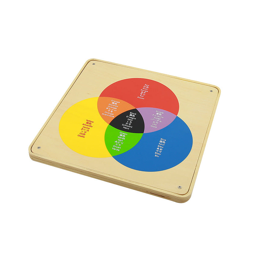 Close-up of colourful filters used for mixing and visual discovery.