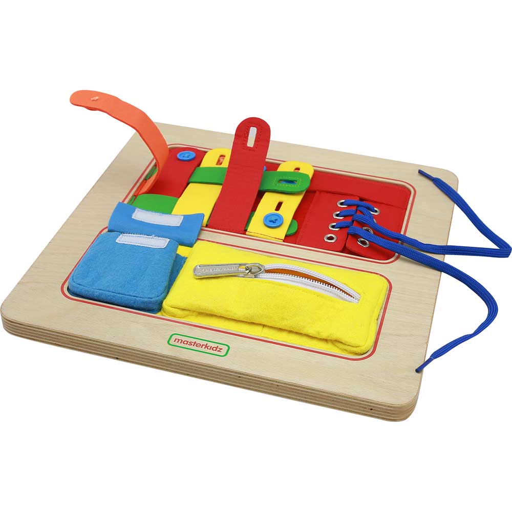 Kids learning daily dressing skills through hands-on play.