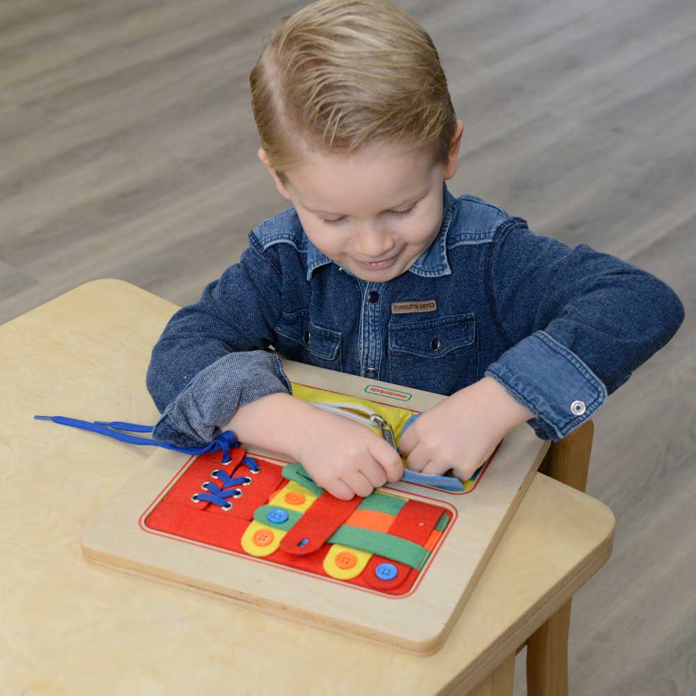 Colourful weaving kit encouraging creativity and pattern-building.