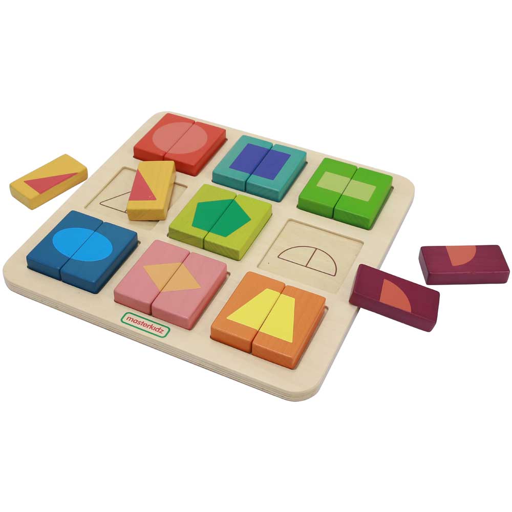 Early math learning activity with wooden symmetry board