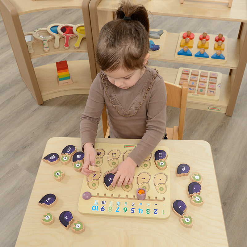 Colourful Two-Piece Eggplant Toy with Numbers and Dots for Early Learning